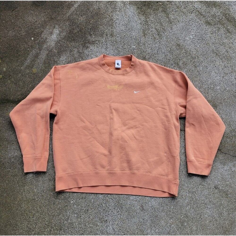 Nike Vintage Y2K Side Swoosh Pullover Crewneck Sweatshirt Size XL Orange
